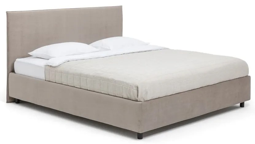 Čalúnená dvojlôžková posteľ taupe s úložným priestorom s matracom/s roštom 160x200 cm Myra Pillow – Bonami Selection