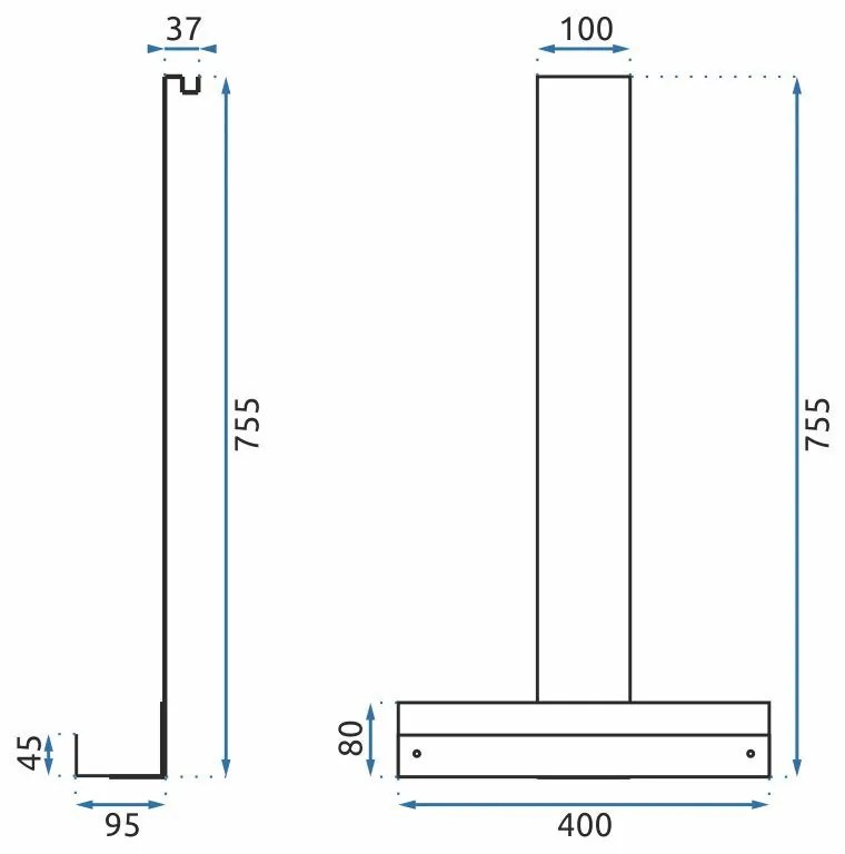 Rea Tori, kúpeľňová závesná polička 40x9,5x75,5 cm, čierna matná, REA-85000