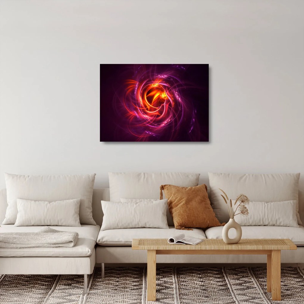 Sklenený obraz svietiacej modernej abstrakcie (70x50 cm)