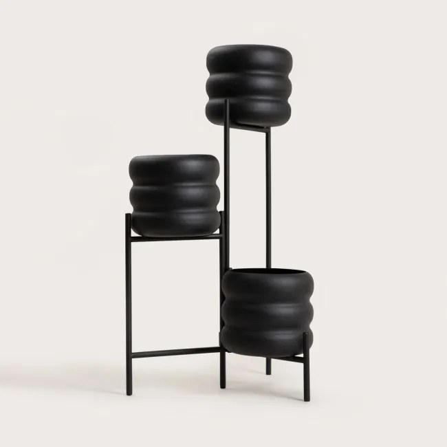 Stojan na kvety BUUBLE s kvetináčmi, čierny 771095