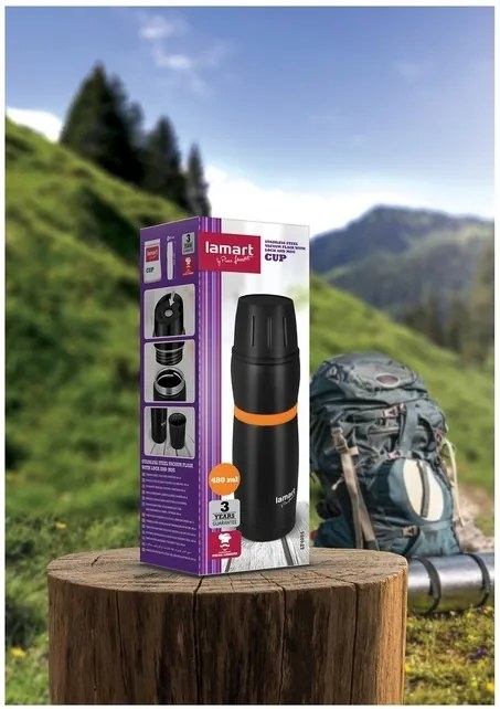 Termoska Lamart CUP 480 ml LT4054 čierna/oranžová