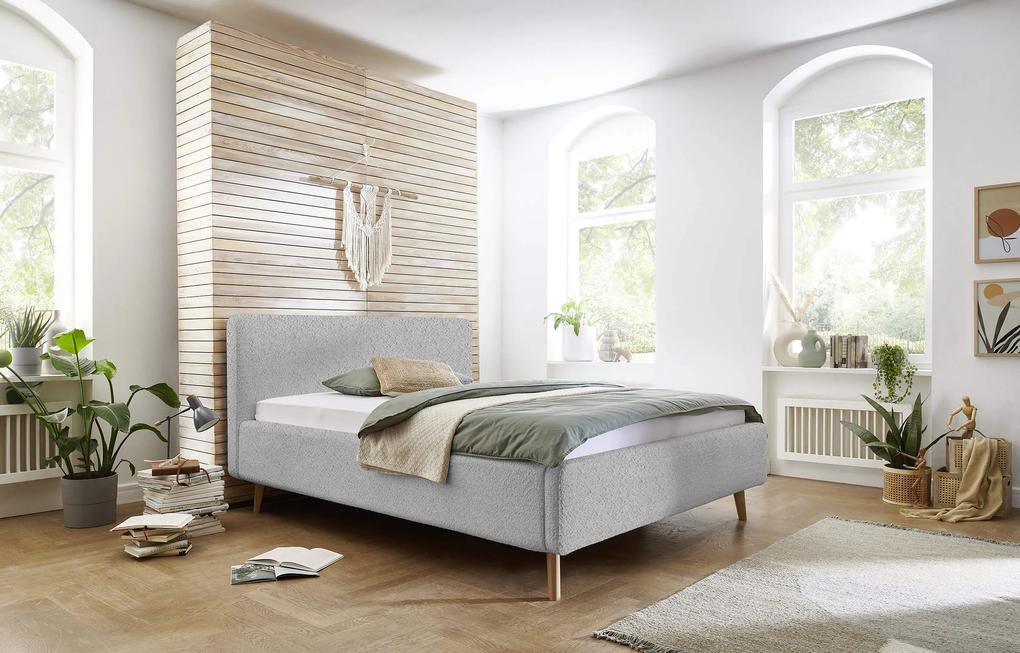 Dvojlôžková posteľ taupe 160 x 200 cm fleece sivá MUZZA