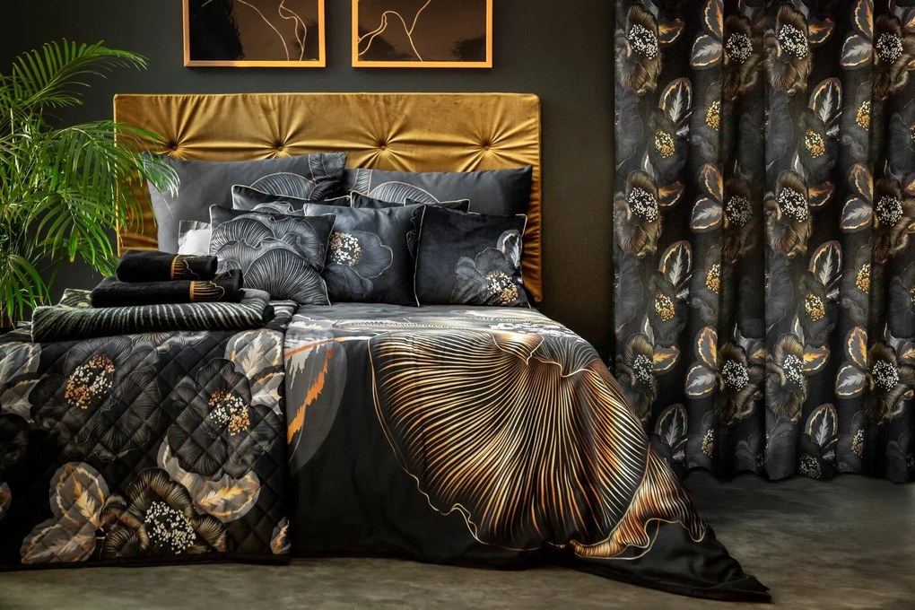 BAVLNENÝ UTERÁK LIMITED COLLECTION PEONIA1 50X90 CM ČIERNA