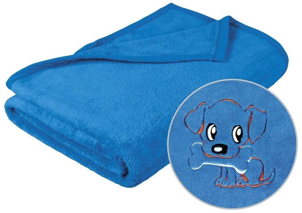 Brotex Mikro deka detská s výšivkou 75x100 cm Modrá
