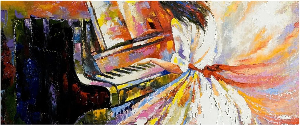Obraz - Žena hrajúca na piáno (120x50 cm)