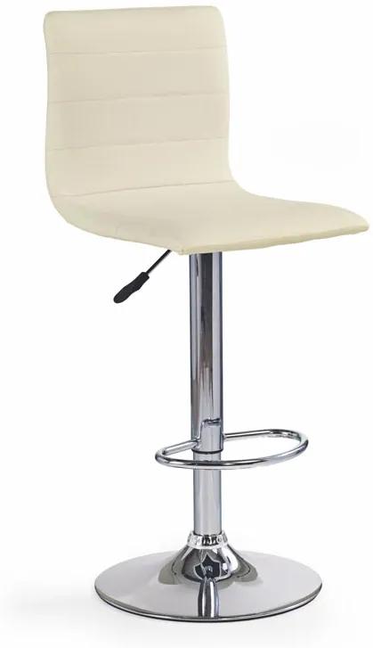 Barová stolička TYWIN – krémová ekokoža, chrómová podnož
