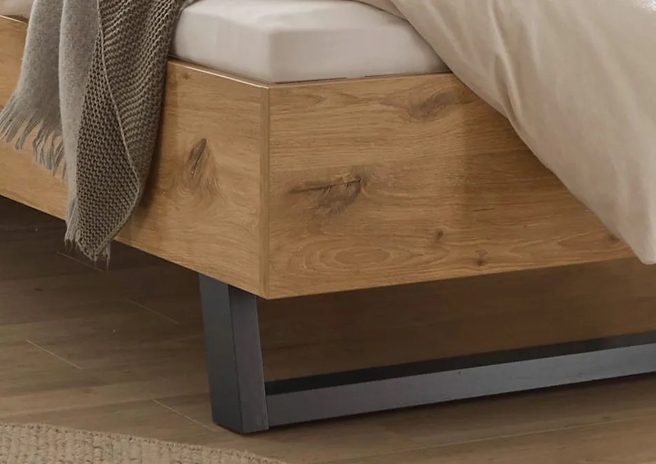 Posteľ s nočnými stolíkmi Daria 180x200 cm, dub/biela, s osvetlením