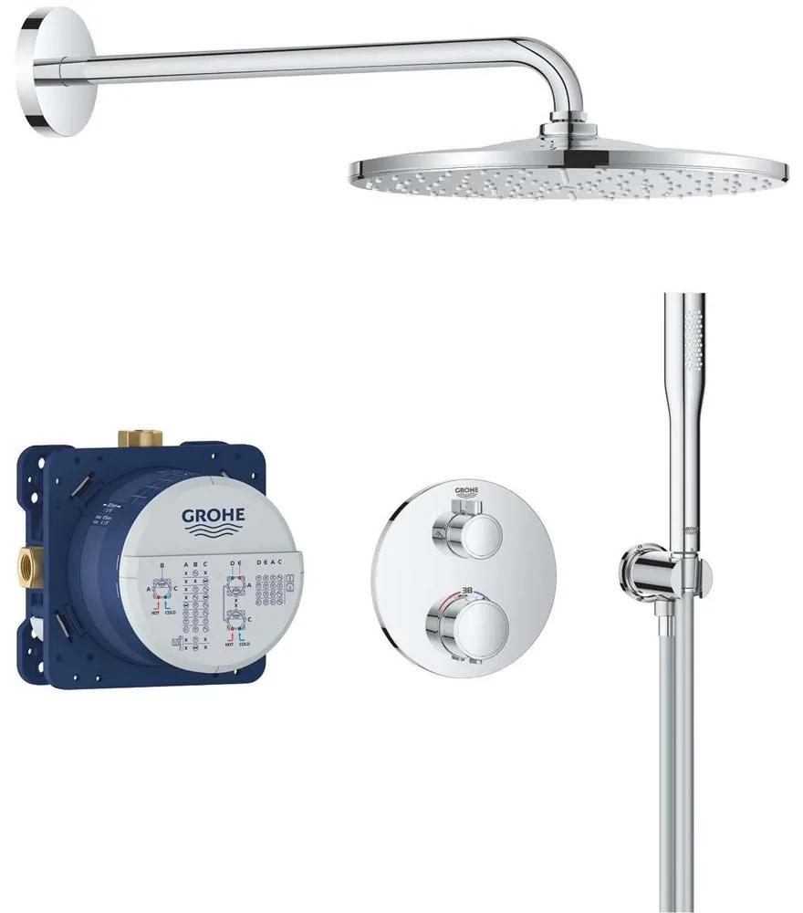 GROHE Precision Thermostat sprchový systém pod omietku s termostatom, horná sprcha 1jet EcoJoy priemer 310 mm, tyčová ručná sprcha 1jet, chróm, 34880000