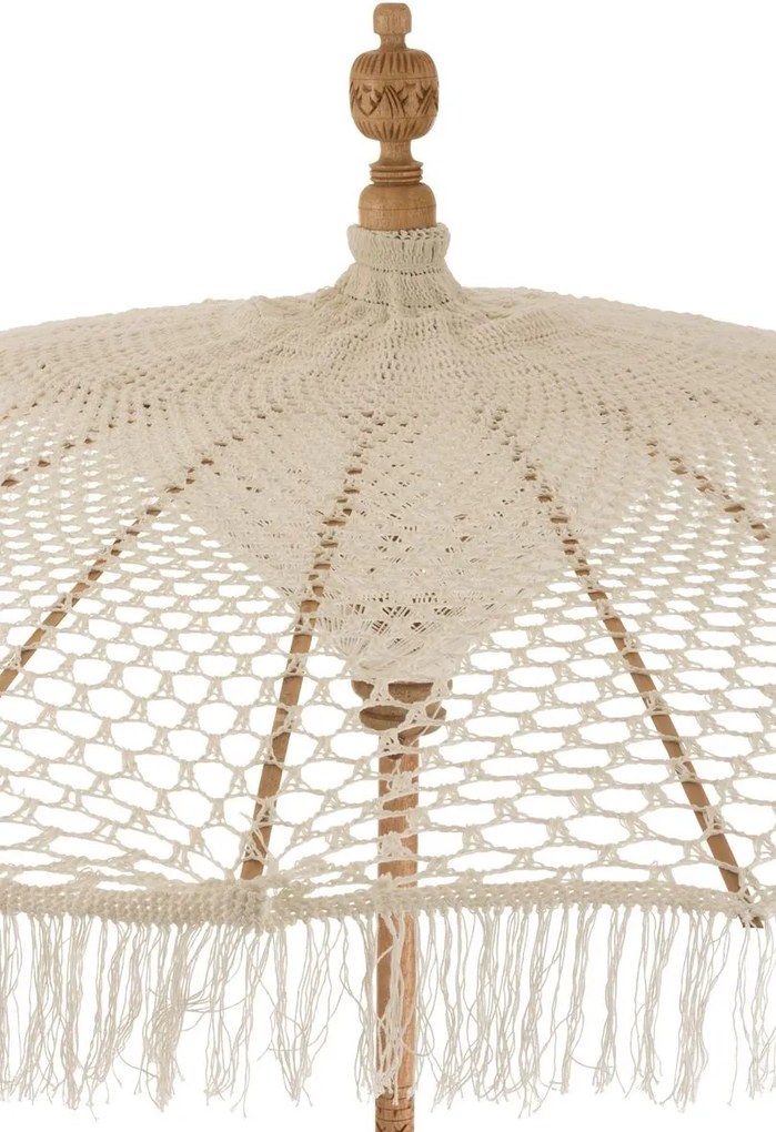 Prírodný drhaný slnečník s drevenou tyčou Macrame - ∅200*250 cm