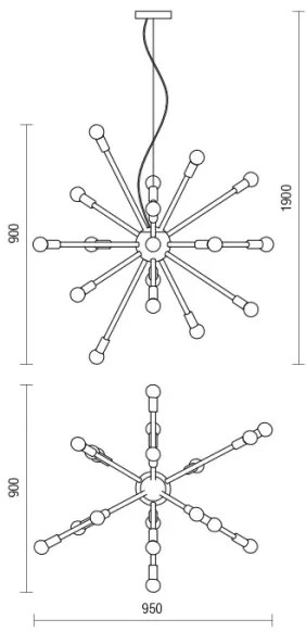 Redo 01-2934 - Závesný luster STELLAR na lanku 12xE14/25W/230V čierny