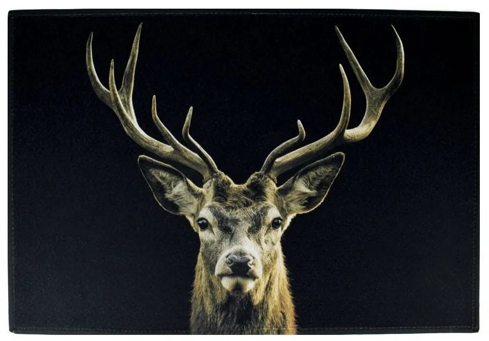Čierna podlahová rohožka jeleň  Black Deer - 75 * 50 * 1cm