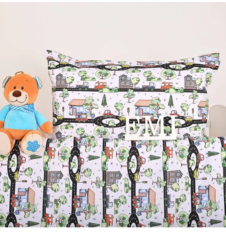Obliečky detské bavlnené Mesto EMI, Detský set 90x130 + 45x65