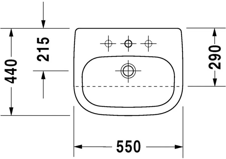 Duravit D-Code - Polozápustné umývadlo, 1 otvor pre armatúru prepichnutý, 55 x 44 mm, biele 0339550000