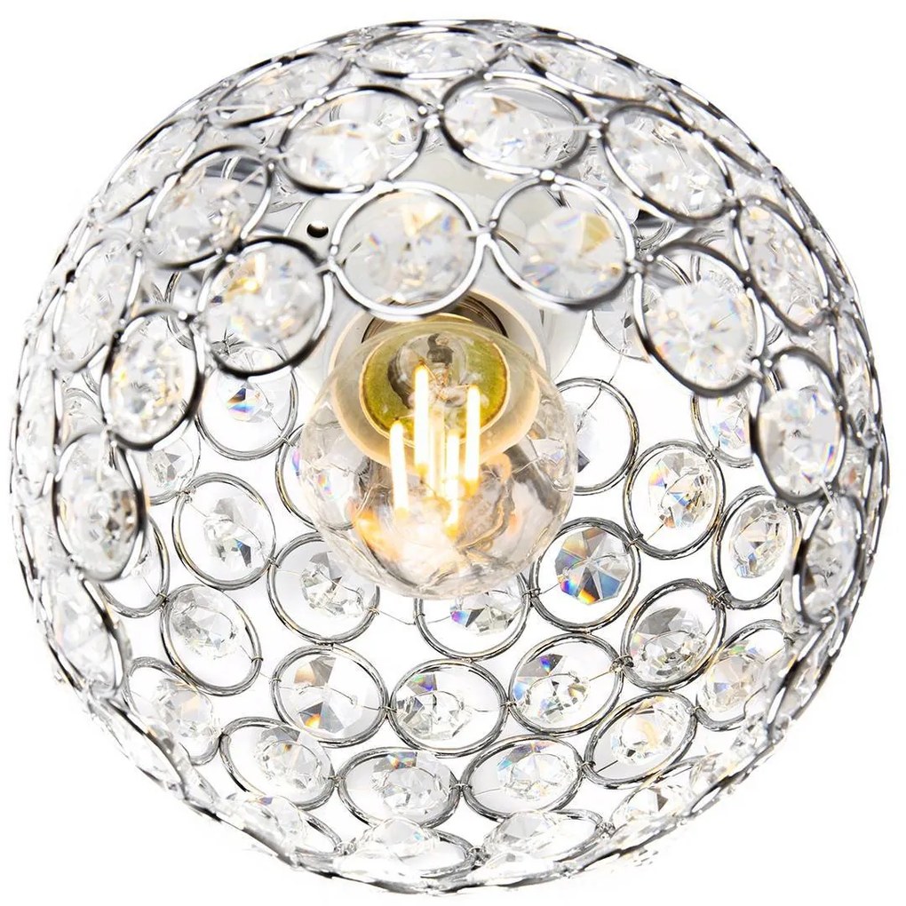 Závesné svietidlo Crystal, 5x strieborné krištáľové tienidlo