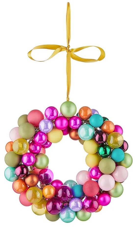X-MAS veniec zo sklenených vianočných guličiek 25 cm