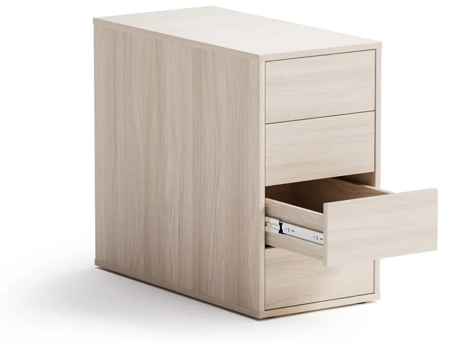 PLAN Kancelársky prístavný kontajner BLOCK Wood, 4 zásuvky, dub prírodný