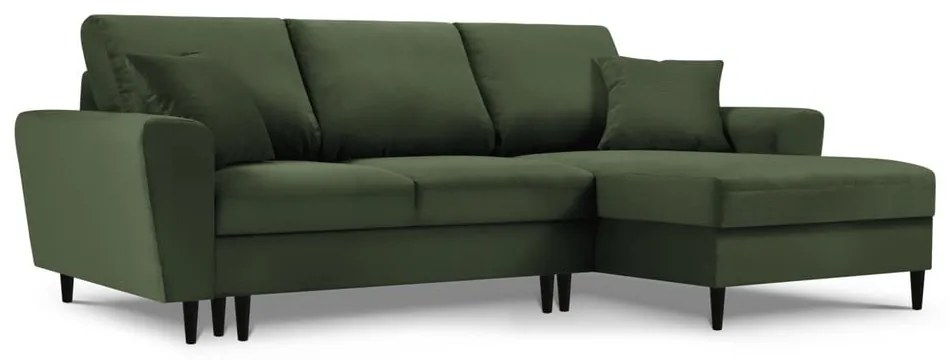 Zelená menčestrová rozkladacia/s úložným priestorom rohová pohovka (pravý roh/s leňoškou) Kyoto – Cosmopolitan Design