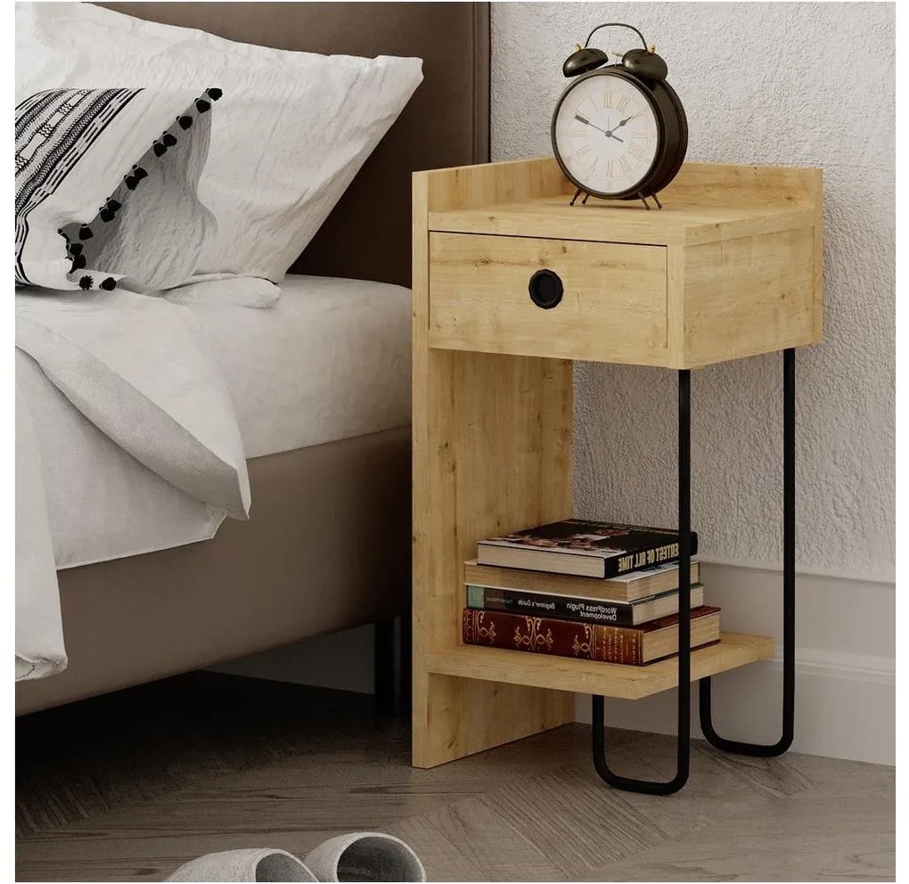 Nočný stolík CACTUS 60x29,5 cm béžová/čierna