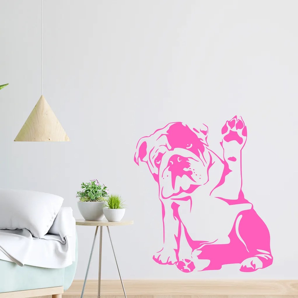 Veselá Stena Samolepka Buldog Farba: fialová, Veľkosť: 100 x 88 cm