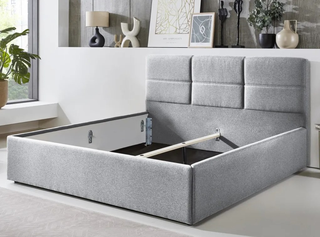 Postel Domango 140x200 cm, svetlo šedá látka