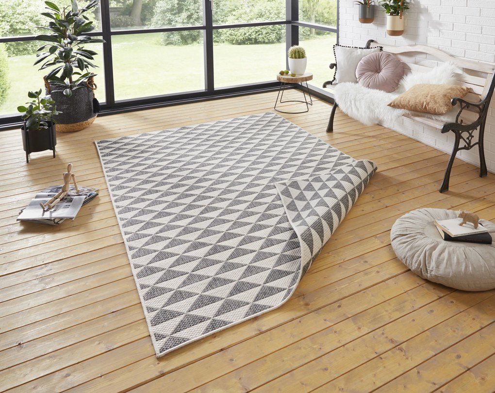 NORTHRUGS - Hanse Home koberce Kusový koberec Twin Supreme 103766 Grey / Cream – na von aj na doma - 80x150 cm