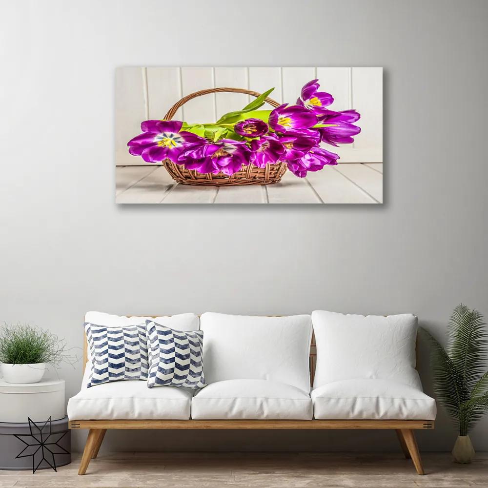 Obraz Canvas Kvety v košíku 140x70 cm