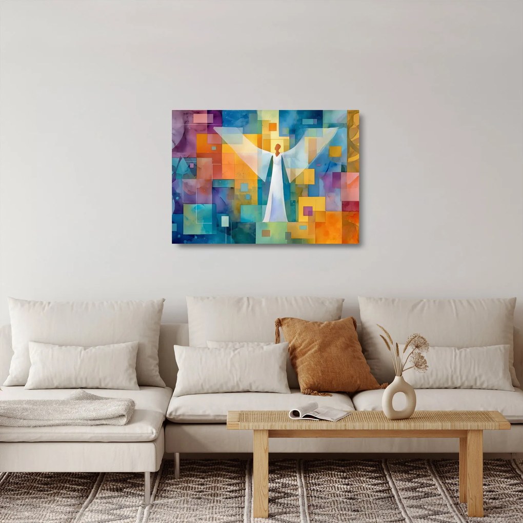 Sklenený obraz - Geometrický anjel (70x50 cm)