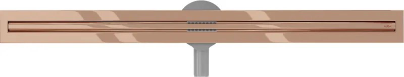Mexen Flat nerezový sprchový žľab s rotačným 360° sifónom 100 cm, vzor SLIM, ružovo-zlatá, 1641100