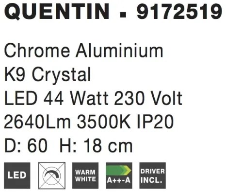LED stropné svietidlo Quentin 60 Číra