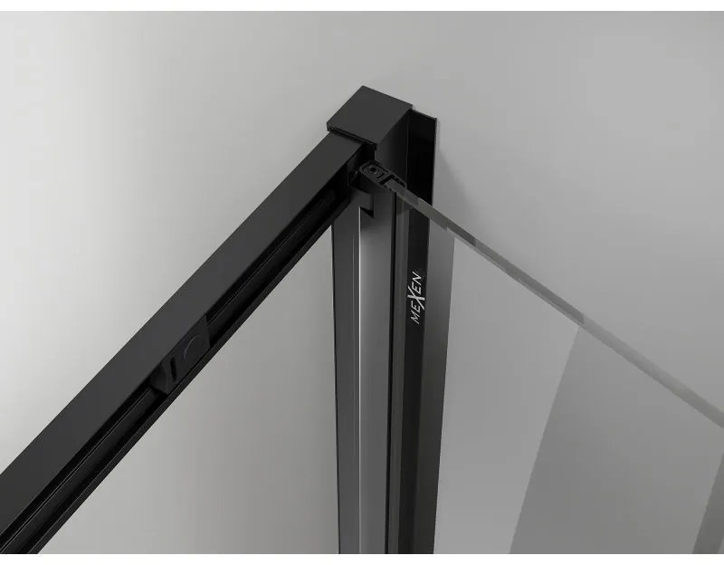Mexen Exo, skladacie dvere do otvoru 60x200 cm, 6mm číre sklo, čierny profil, 816-060-000-70-00