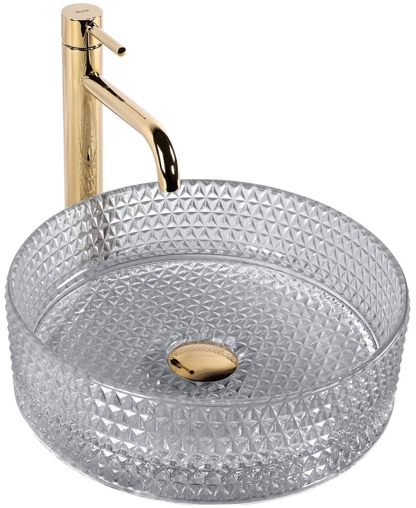 Rea Cristal, sklenené umývadlo na dosku 355 x 355 x 115 mm, dymové sklo, REA-U9615