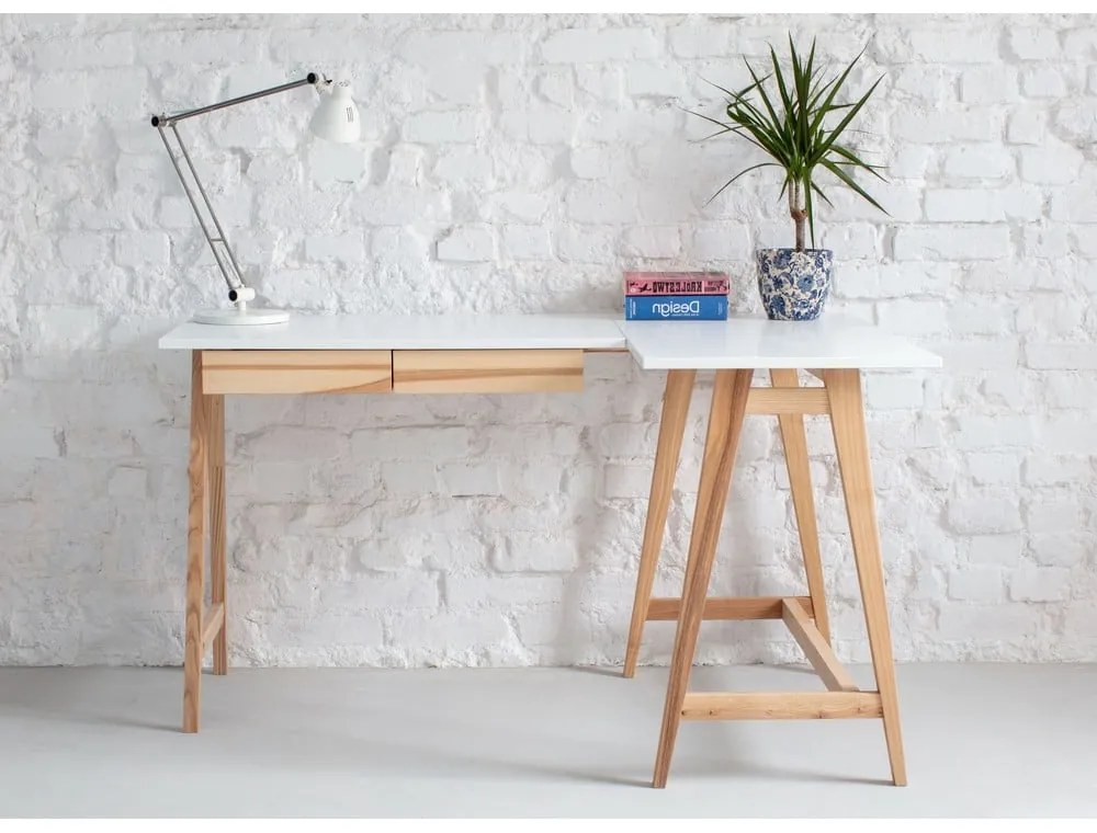 Pracovný stôl s bielou doskou 85x135 cm Luka - Ragaba