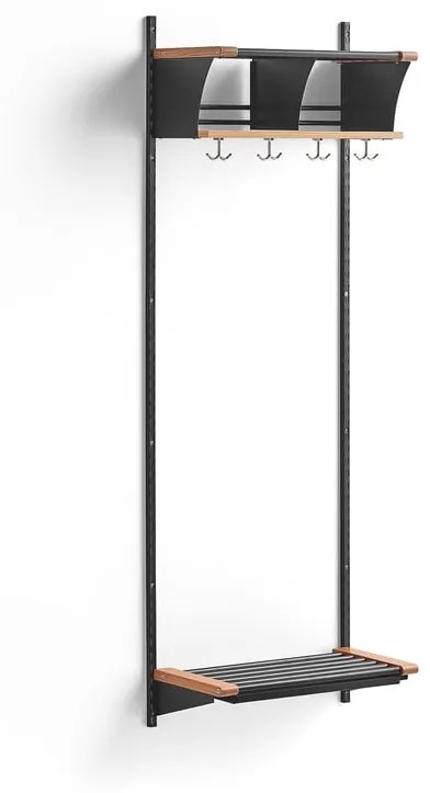 Vešiaková stena JEPPE s 2 priehradkami, základná sekcia, 1790x600x310 mm, tmavošedá/dub