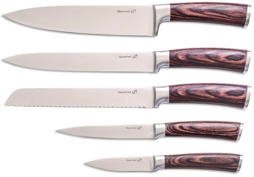 Sada nožov G21 Gourmet Steely 5 ks + nerez blok 60022164