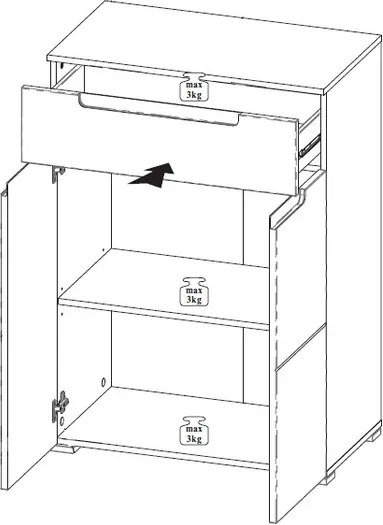 Komoda/botník Spice, lesklá biela