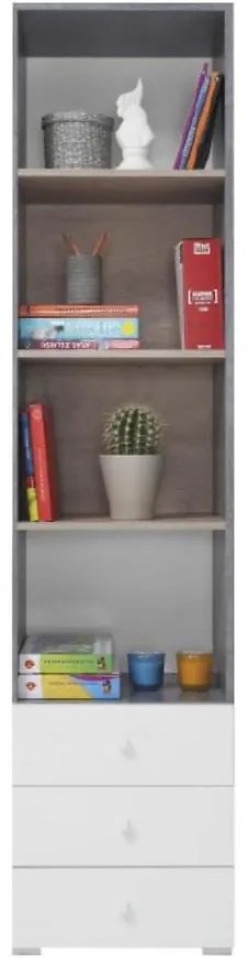 Regál Sigma  betón/biela/dub 45 SI7