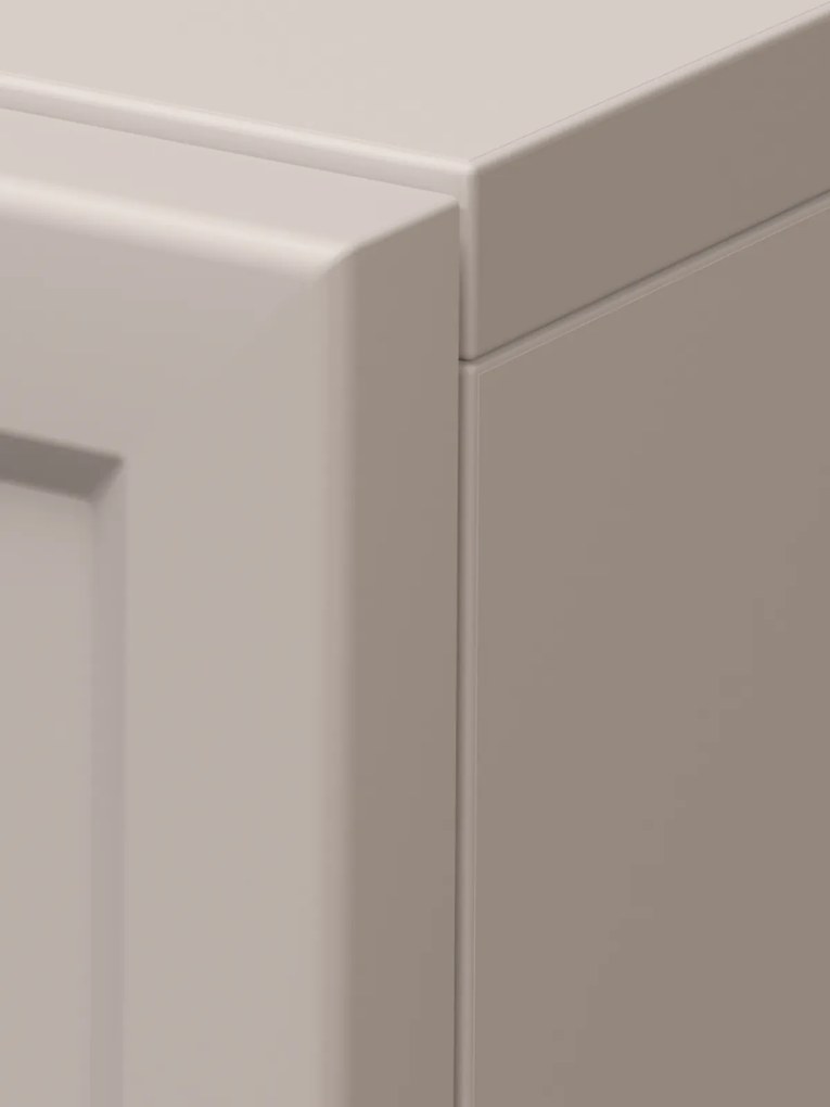 Komoda Lorini 200 cm štvordverová - kašmír / čierne úchytky T-bar