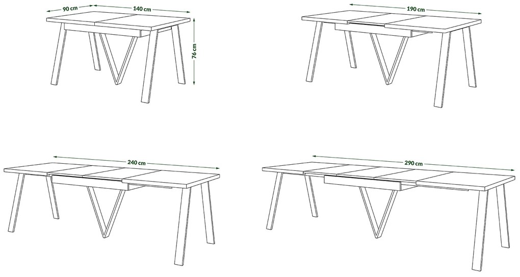 AVERY Dub Artisan / biela spodná časť - LOFTOVÝ / PRIEMYSELNÝ STÔL DO OBÝVAČKY/ JEDÁLNE ROZKLADACÍ DO 290 cm!