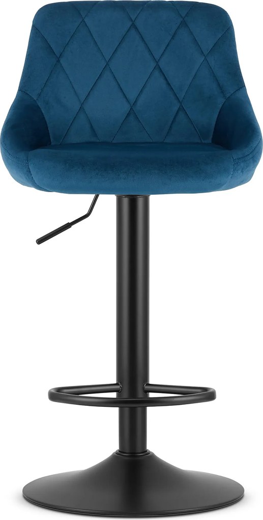 AKCIA Modrá barová stolička VELVET KAST s čiernou nohou II. akosť