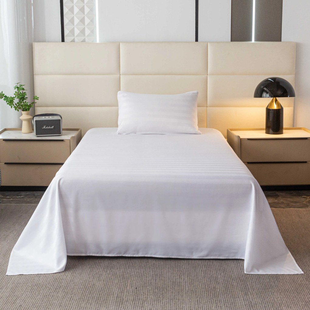 Hotelová plachta z mikrovlákna 140x240 cm a povlak na vankúš 50x70 cm JASMINE, biele. Typ zapínania: Hotelové vrecko