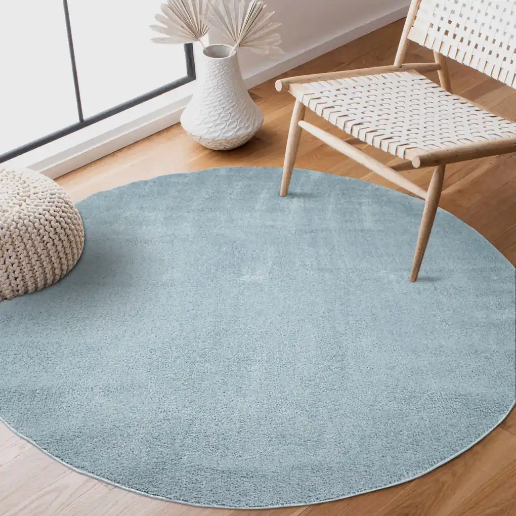 Dekorstudio Okrúhly koberec s dlhým vlasom SOFTSHINE modrý Priemer koberca:  120cm | BIANO