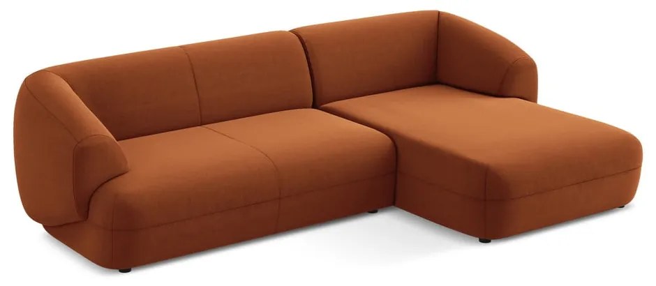Oranžová zamatová rohová pohovka (pravý roh) Moana – Makamii