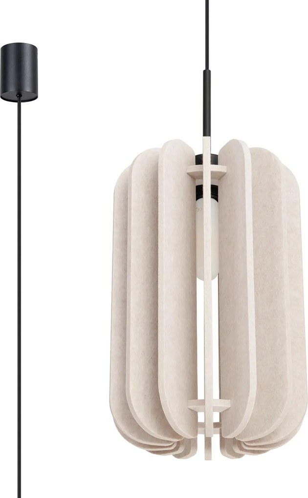 Závesné svietidlo Mula, 1x béžové plstené tienidlo, (fi 27cm)