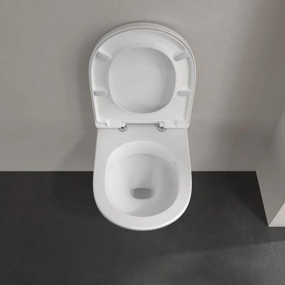 VILLEROY &amp; BOCH O.novo Compact Combi-Pack, závesné WC s DirectFlush + WC sedátko s poklopom, s QuickRelease a Softclosing, biela alpská, s povrchom CeramicPlus, 5688HRR1
