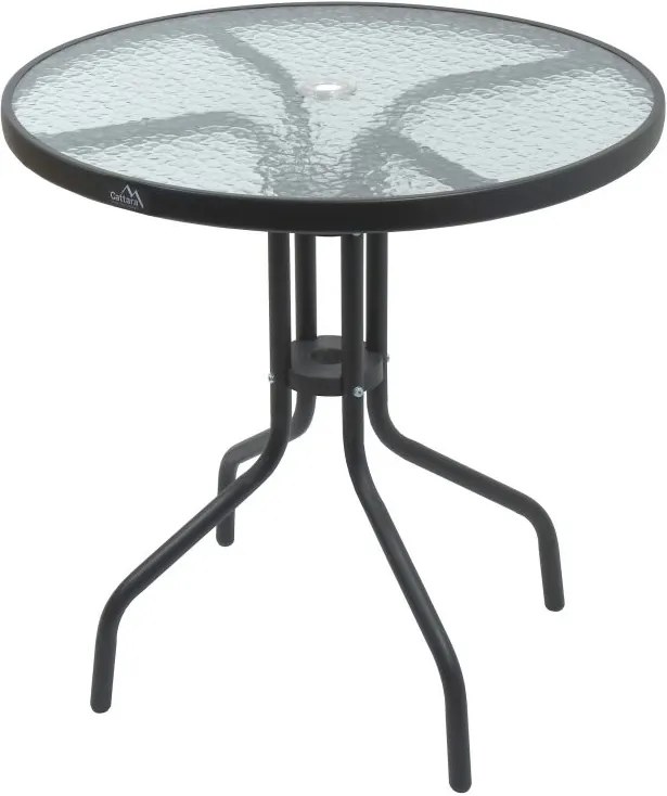 Záhradný kovový stôl so sklenenou doskou - 70 cm
