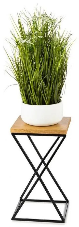HowHomely Stojan na kvety LOFT 40x24 cm čierna/hnedá 10-1630-40-MDF