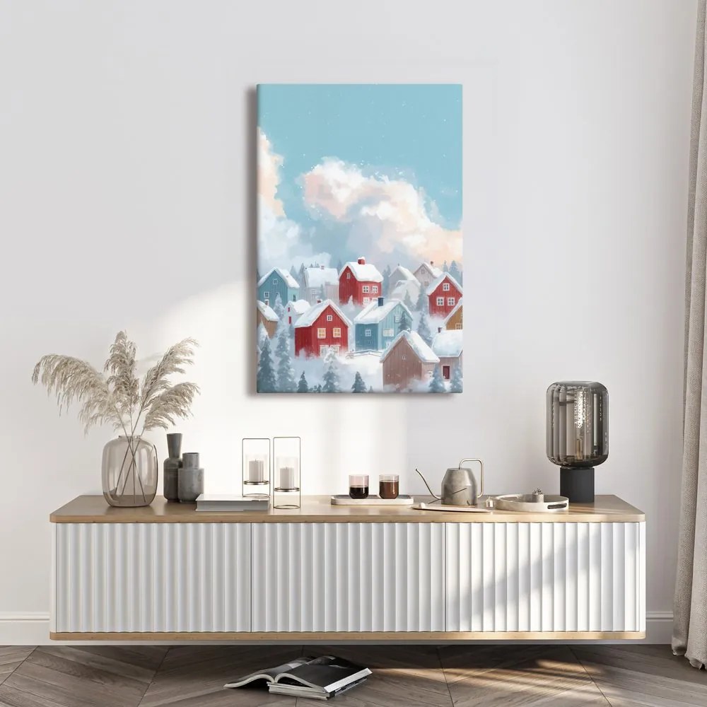 Obraz zasnežená dedinka