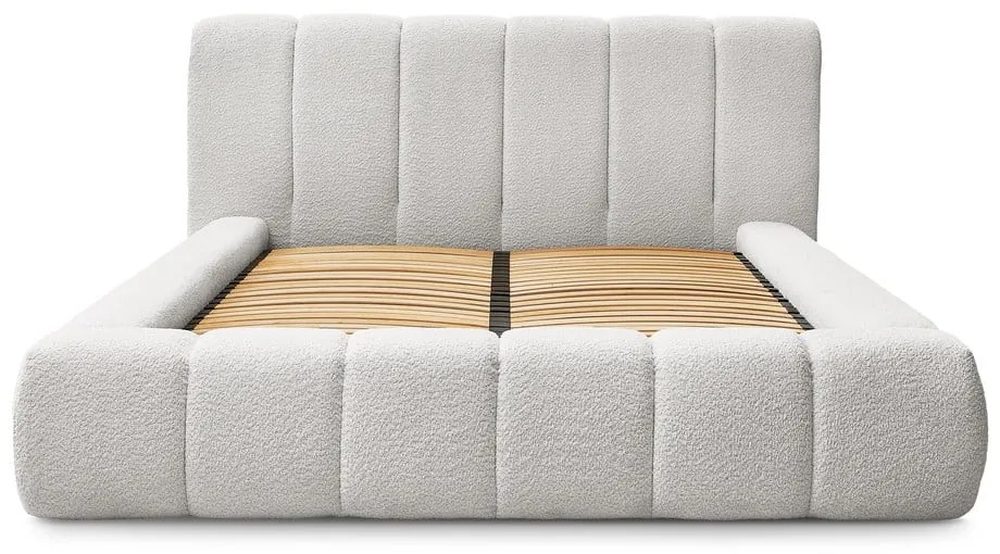 Svetlosivá čalúnená dvojlôžková posteľ s úložným priestorom s roštom 180x200 cm Denali – Bobochic Paris