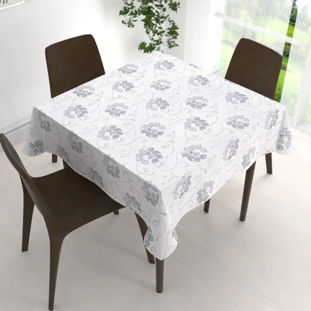 Biante Bavlnený štvorcový obrus Sandra SA-090 Modré popínavé kvety na bielom 120x120 cm