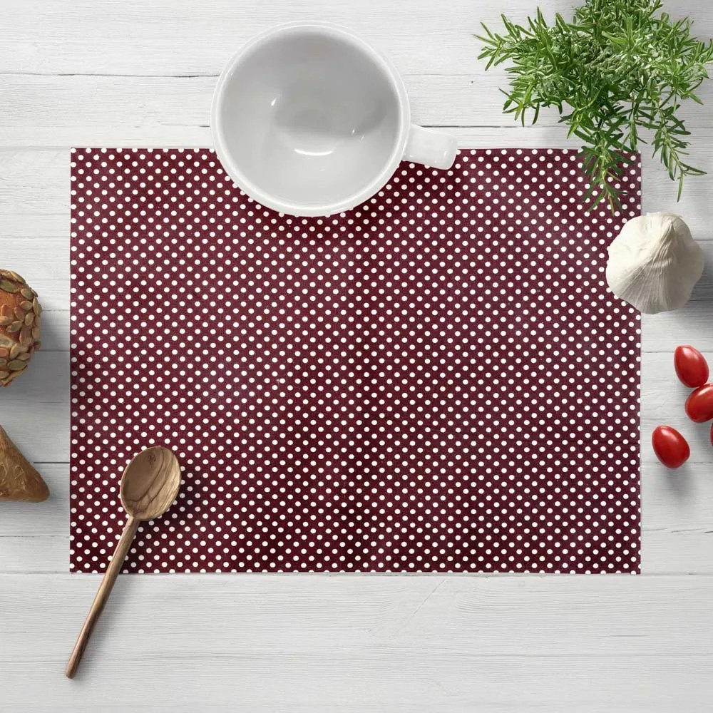 Biante Bavlnené prestieranie na stôl Sandra SA-339 Biele bodky na tmavo červenom 30x40 cm